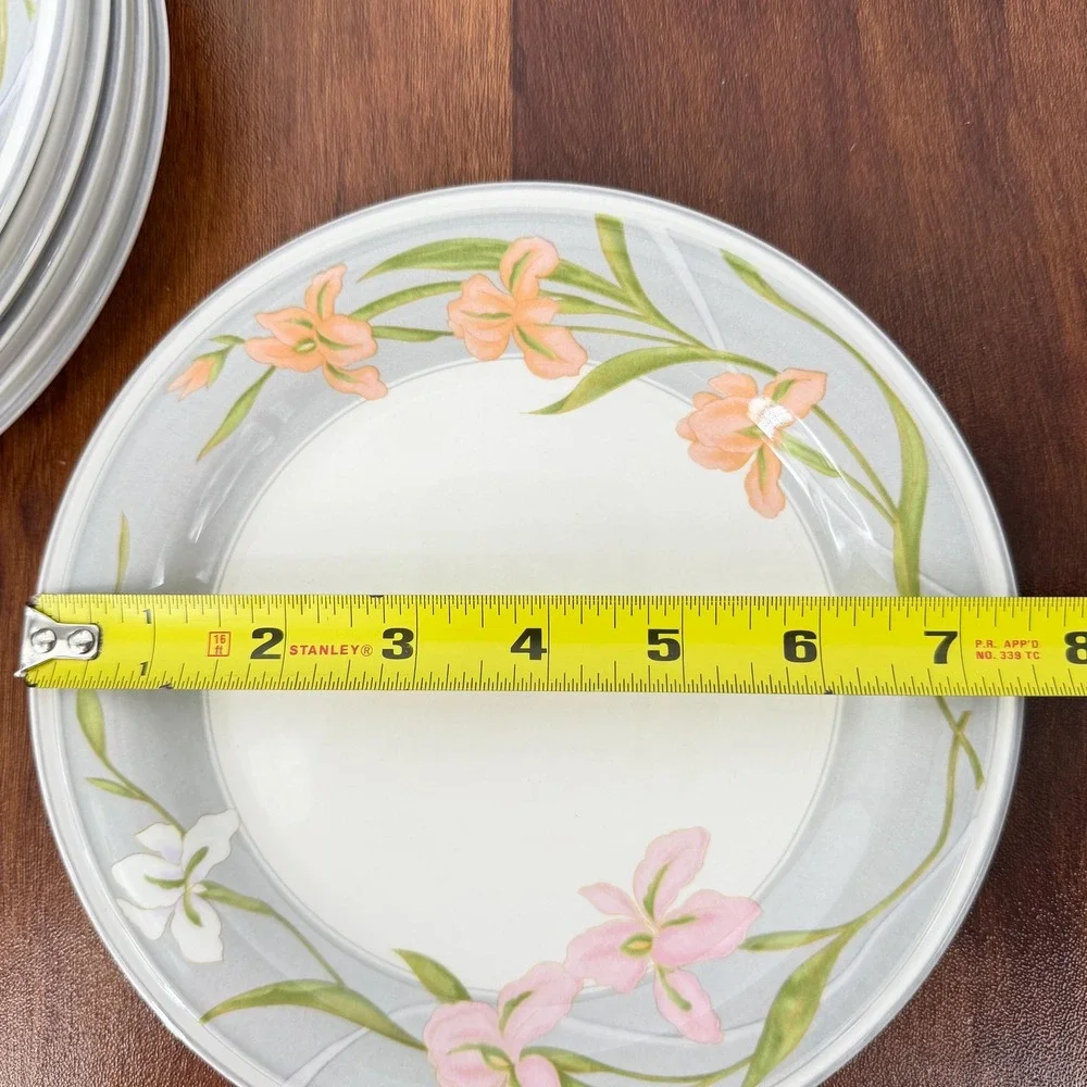 Sango Cherish 378 Salad Plates Set Of 6 Korea Vintage 1980s Pink Peach Iris